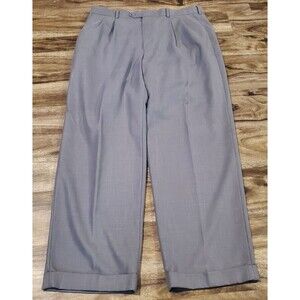 Perry Ellis America Men's 36x30 Pleated Cuffed Gray Dress Pants Slacks